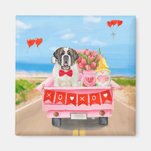 Imã Santo Bernard Dog Dia de os namorados Truck Hearts