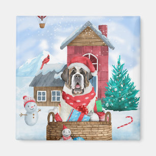 Imã Santo Bernard Dog Na Casa Dos Cachorros Da Neve