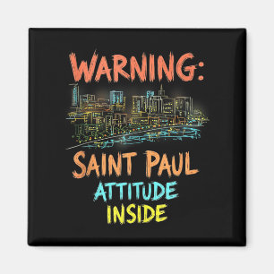 Imã Santo engraçado Paul Minnesota Night Skyline Vinta