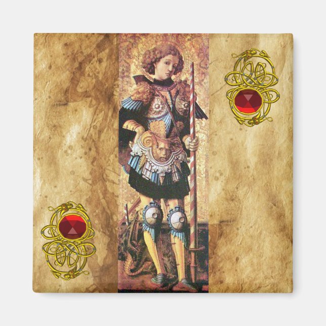 Imã SANTO GEORGE E DRAGON, rubi vermelho (Frente)