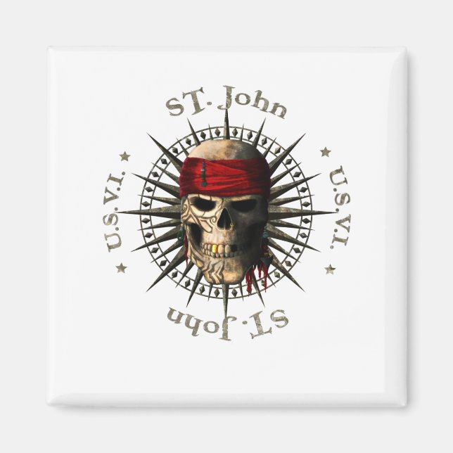 Imã Santo John USVI Pirate Skull (Frente)