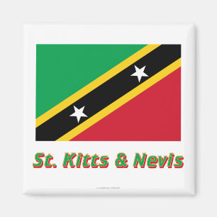 Imã Santo Kitts e bandeira de Nevis com nome