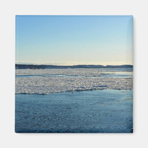 Imã Santo Lawrence River em inverno, Quebec, Canadá