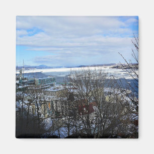 Imã Santo Lawrence River em inverno, Quebec, Canadá