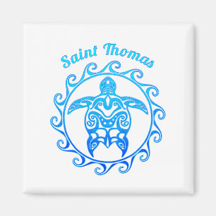 Imã Santo tribal Thomas da tartaruga do azul de oceano