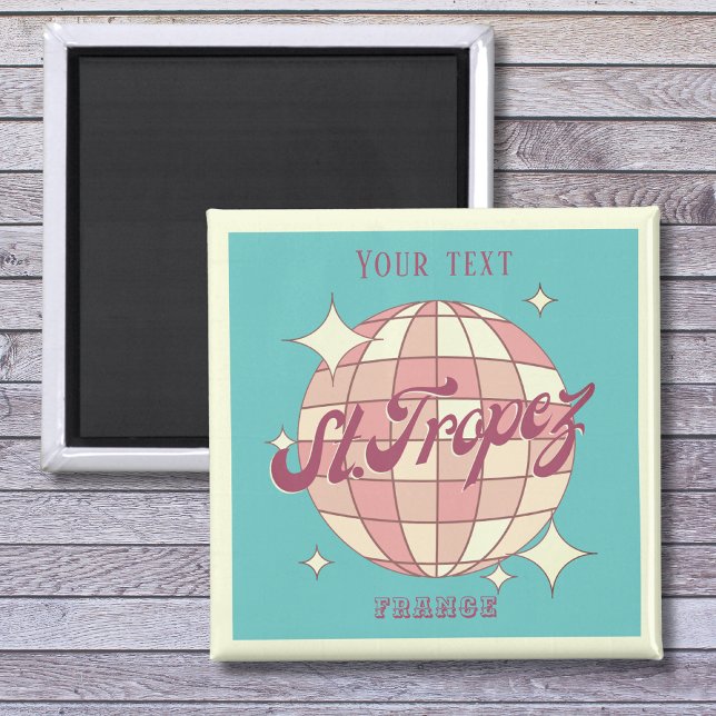 Imã Santo Tropez França - souvenir retral teal (Criador carregado)