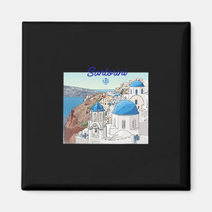 Imã Santorini Grécia Bandeira Grega Férias Arte Cúpula