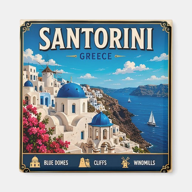 Imã 🏝️ Santorini Grécia Ilha Presente de Viagem Lembr (Frente)