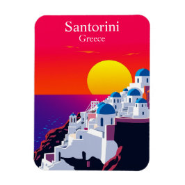Ímã Santorini, Grécia Viagens vintage Ocean Sunset