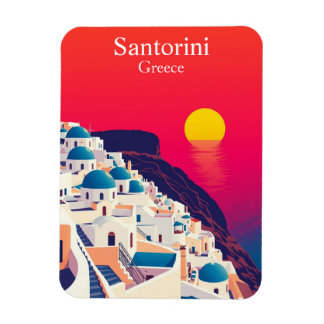 Ímã Santorini, Grécia Viagens vintage Sunset