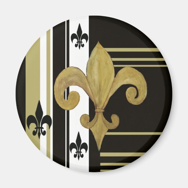 Imã Santos Fleur de lis Preto e Dourado (Frente)