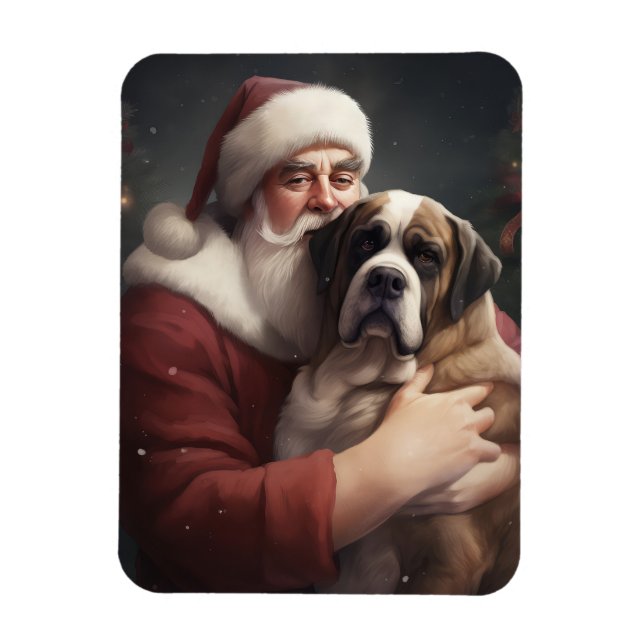 Ímã São Bernardo Com Papai Noel Natal Festivo (Vertical)