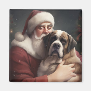 Imã São Bernardo com Papai Noel Natal Festivo