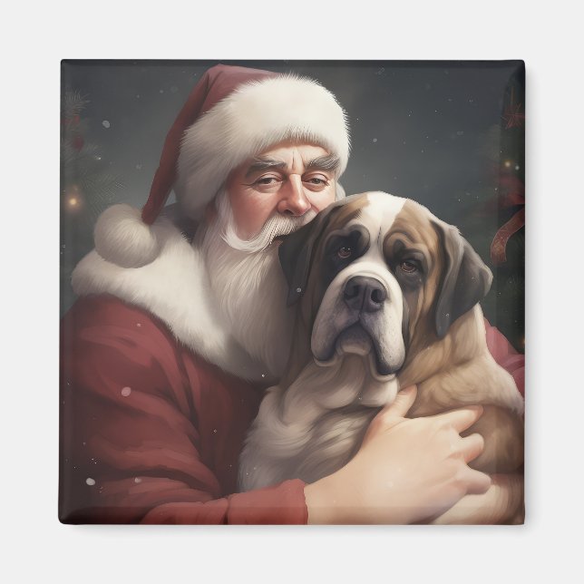 Imã São Bernardo com Papai Noel Natal Festivo (Frente)