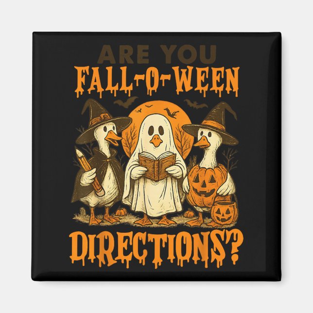 Imã são Direções de Fall-o-ween Engraçadas Professora  (Frente)