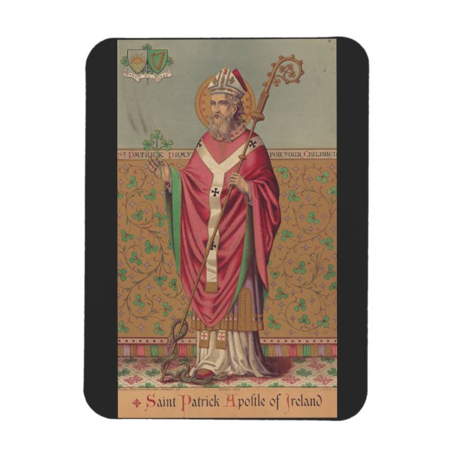 Ímã São Patrício da Irlanda Arte Céltica Sagrada (Vertical)
