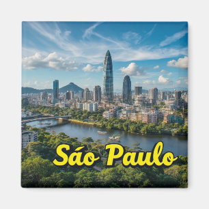 Imã São Paulo Brasil Cidade Viagem Lembrança Impressão