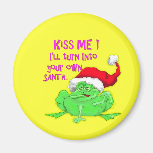 Imã Sapo com Papai Noel Engraçado dizendo (Frente)