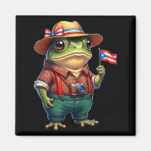 Imã Sapo Coqui Engraçado Bandeira de Porto Rico Taino