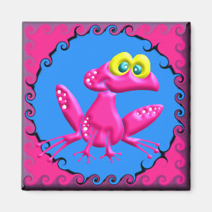 Imã Sapo cor-de-rosa retro Funky