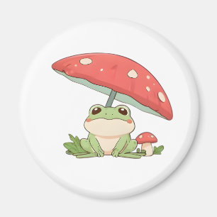 Imã Sapo de Dia Chuvoso sob Cogumelo Design Kawaii