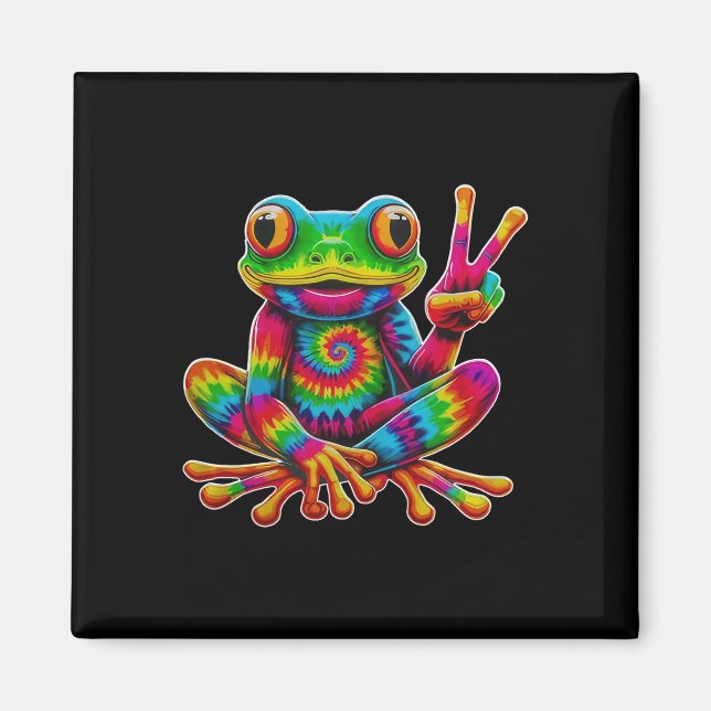 Imã Sapo de Gravata-dye Sinal de Paz Hippie Natal Sapo (Frente)