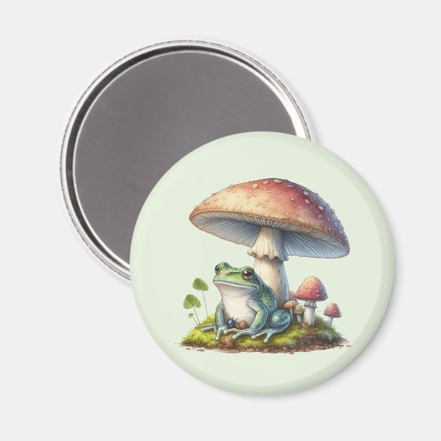 Imã Sapo Debaixo de um Cogumelo Natureza Fofa (Front/Back)