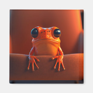Imã Sapo Laranja Marcante Macro Retrato Fofo