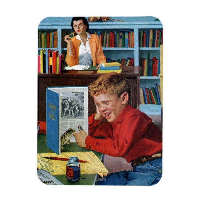 Ímã Sapo na Biblioteca (Vertical)