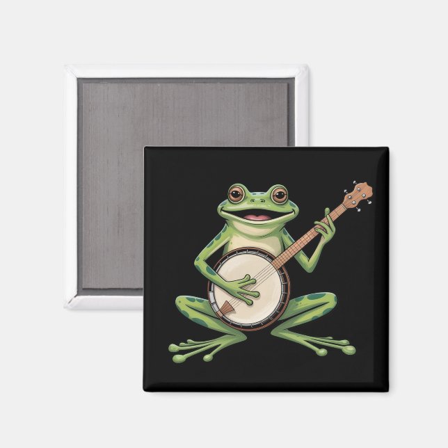 Imã Sapo Retro Tocando Banjo Amantes de Música dos Ano (Front/Back)