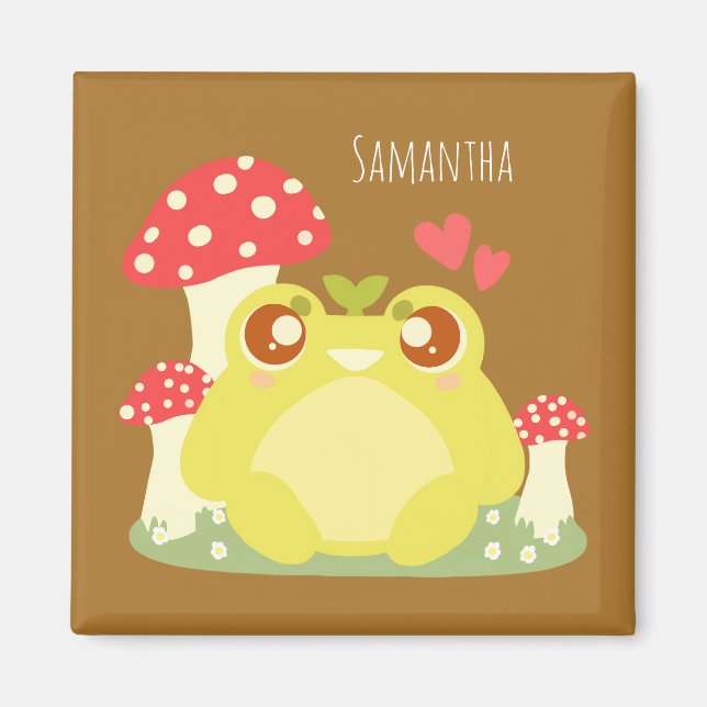 Imã Sapo Verde Bonito Sentado Na Natureza (Frente)