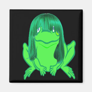 Imã sapo verde com íman verde de peruca