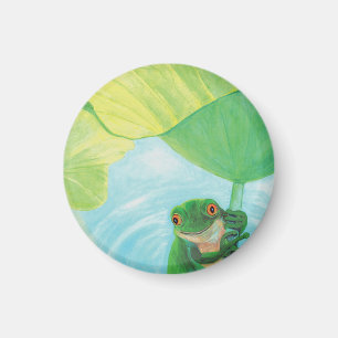 Imã Sapo verde em Lily Pad