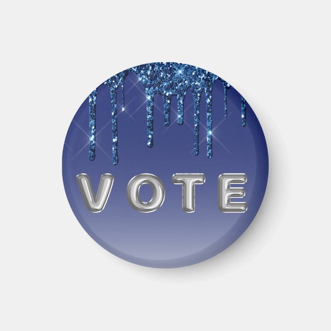 Imã Sapphire Blue Glitter Drip (Frente)