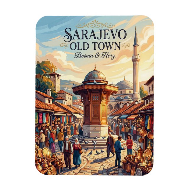 Ímã Sarajevo Cidade Velha Bósnia & Herz. (Vertical)