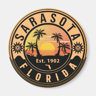 Imã Sarasota Florida Retro Tropical Sunset Souvenirs