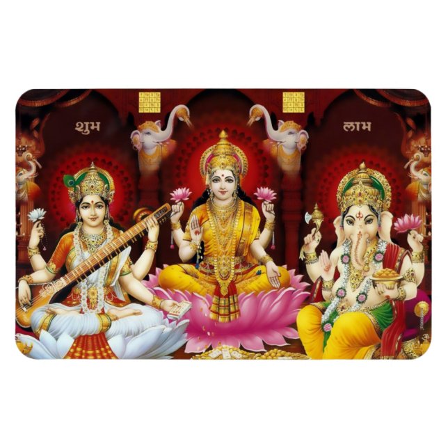 Ímã Saraswati, Lakshmi, & Ganesha Flexi Magnet (Horizontal)