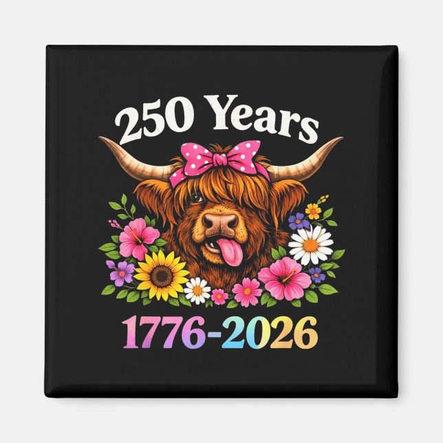 Imã Sarcasm Highland Cow Happy New 250 Years American  (Frente)