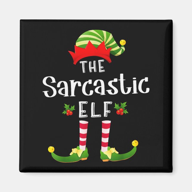 Imã Sarcastic Christmas Elf Matching Pajama X-mas Part (Frente)