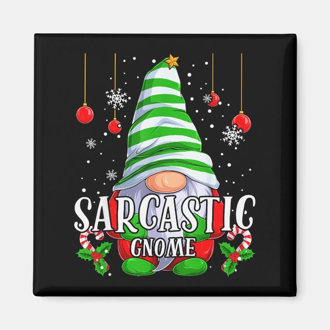 Imã Sarcastic Gnome Christmas Pajamas Matching Family  (Frente)