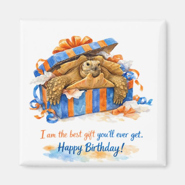 Imã Sarcastic Happy Birthday Sulcata tortoise gift (Frente)