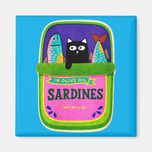 Imã Sardinhas de Mulheres Peixe Enlatado Gráfico Retro
