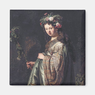 Imã Saskia van Uylenburgh como Flora, Rembrandt, 1634