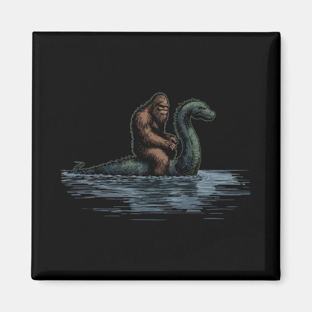 Imã Sasquatch Bigfoot Cavalga o Monstro do Loch (Frente)