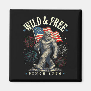 Imã Sasquatch engraçado bandeira americana selvagem e 