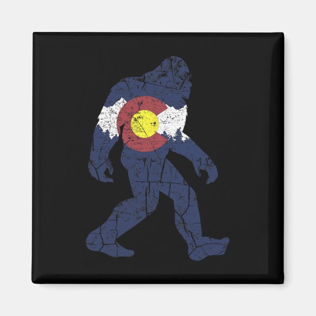 Imã Sasquatch Retro State Flag Colorado Rocky Mountain (Frente)