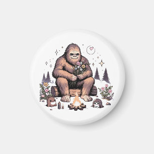 Imã Sasquatch Segurando Flores