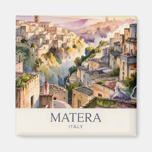 Imã Sassi di Matera Itália Viagem Aquarela Cidade Retr