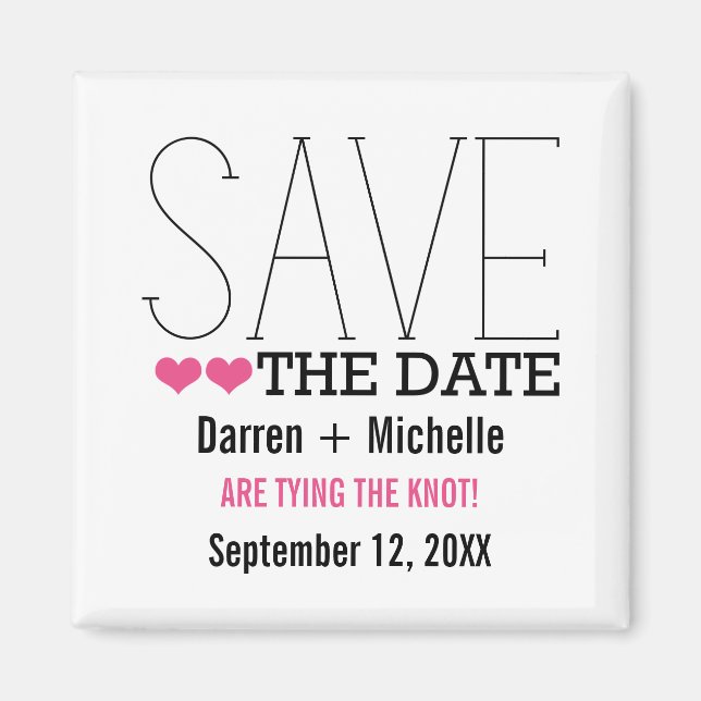 Imã Sassy Typography Save the Date Magnet, Pink (Frente)