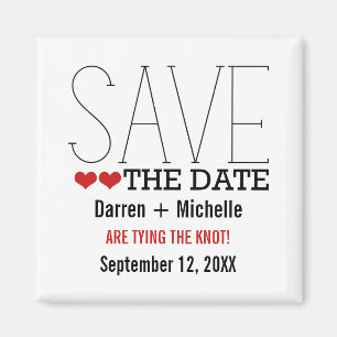 Imã Sassy Typography Save the Date Magnet, Red